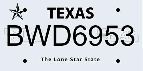 BWD6953 Texas License Plate
