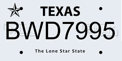 BWD7995 Texas License Plate