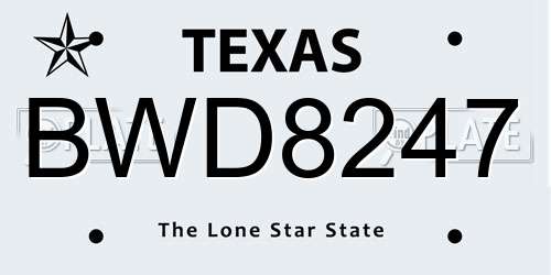 BWD8247 Texas License Plate