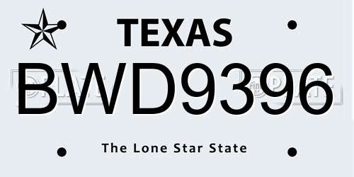 BWD9396 Texas License Plate