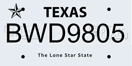 BWD9805 Texas License Plate
