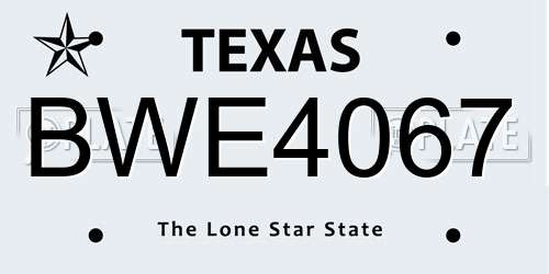 BWE4067 Texas License Plate