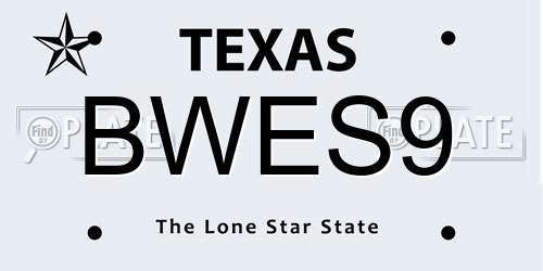 BWES9 Texas License Plate