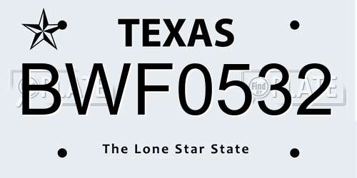 BWF0532 Texas License Plate