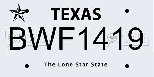 BWF1419 Texas License Plate