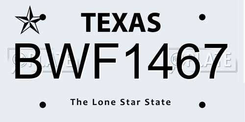 BWF1467 Texas License Plate