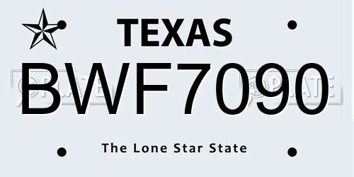 BWF7090 Texas License Plate