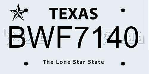 BWF7140 Texas License Plate