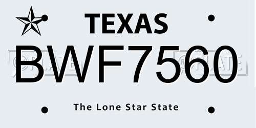 BWF7560 Texas License Plate