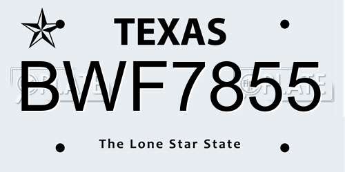 BWF7855 Texas License Plate
