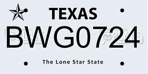 BWG0724 Texas License Plate