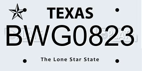 BWG0823 Texas License Plate
