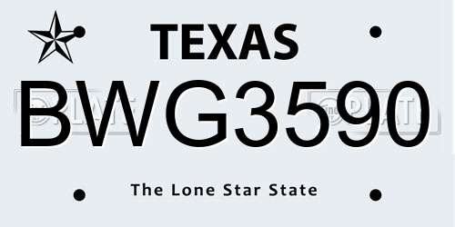 BWG3590 Texas License Plate