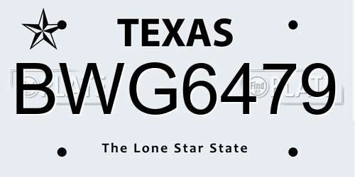 BWG6479 Texas License Plate
