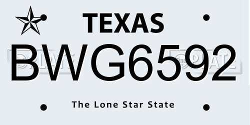 BWG6592 Texas License Plate