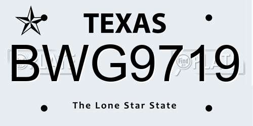 BWG9719 Texas License Plate