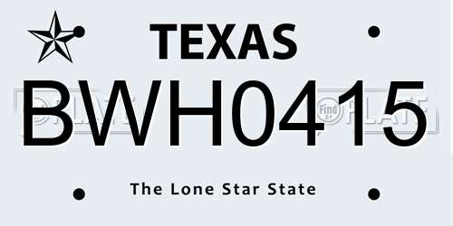 BWH0415 Texas License Plate