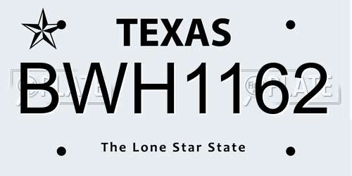 BWH1162 Texas License Plate