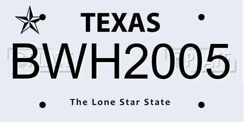 BWH2005 Texas License Plate