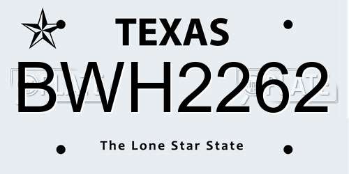 BWH2262 Texas License Plate
