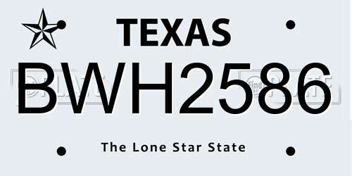 BWH2586 Texas License Plate