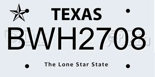 BWH2708 Texas License Plate