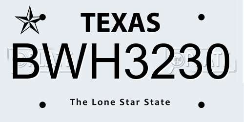 BWH3230 Texas License Plate