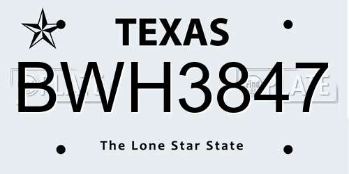 BWH3847 Texas License Plate