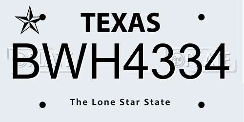 BWH4334 Texas License Plate