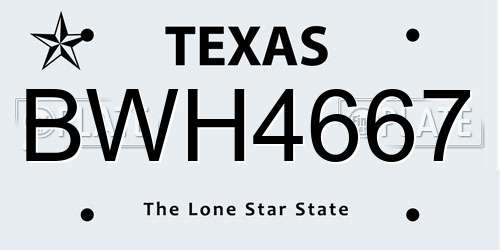 BWH4667 Texas License Plate