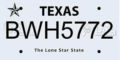 BWH5772 Texas License Plate