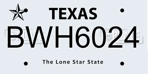 BWH6024 Texas License Plate