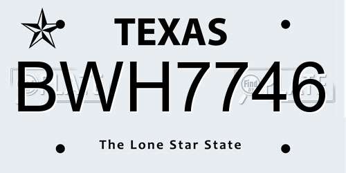 BWH7746 Texas License Plate