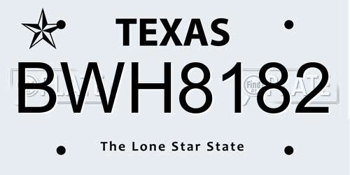 BWH8182 Texas License Plate
