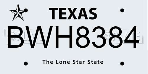 BWH8384 Texas License Plate