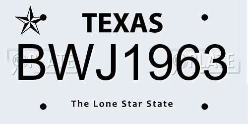 BWJ1963 Texas License Plate
