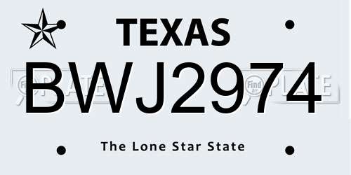 BWJ2974 Texas License Plate