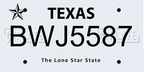 BWJ5587 Texas License Plate