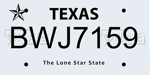 BWJ7159 Texas License Plate
