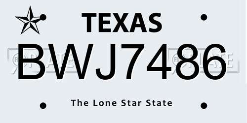 BWJ7486 Texas License Plate