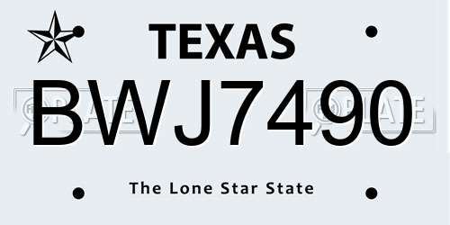 BWJ7490 Texas License Plate