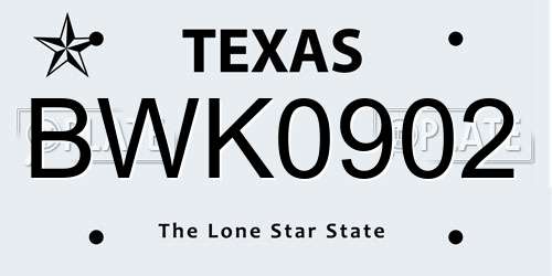 BWK0902 Texas License Plate
