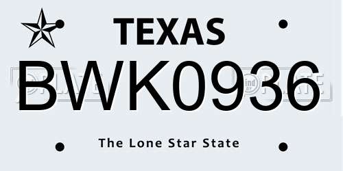 BWK0936 Texas License Plate