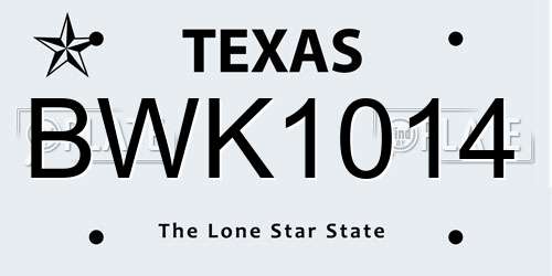 BWK1014 Texas License Plate