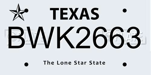 BWK2663 Texas License Plate