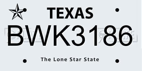 BWK3186 Texas License Plate