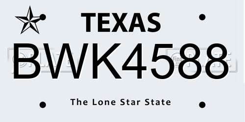 BWK4588 Texas License Plate