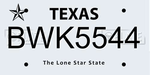 BWK5544 Texas License Plate