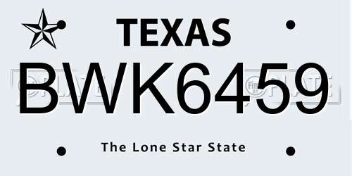 BWK6459 Texas License Plate