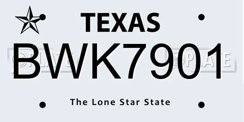 BWK7901 Texas License Plate